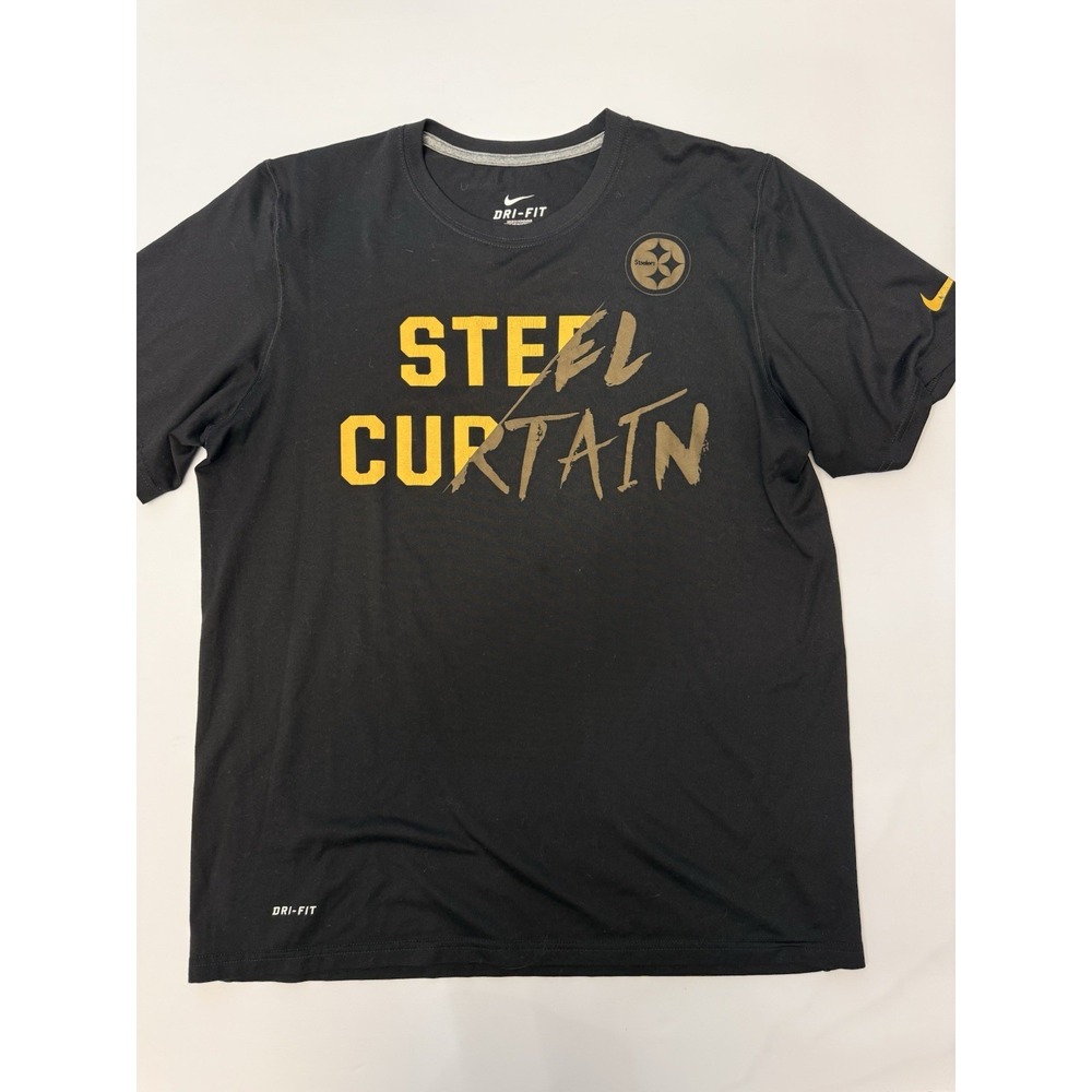 Nike Dri Fit Pittsburgh Steelers Steel Curtain T Shirt Men's Size L Large NFL